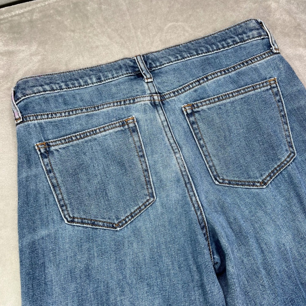 Gap 1969 Wide-Leg High Rise Jeans Womens 28 Blue Medium Wash Raw Frayed Hem - Picture 15 of 16